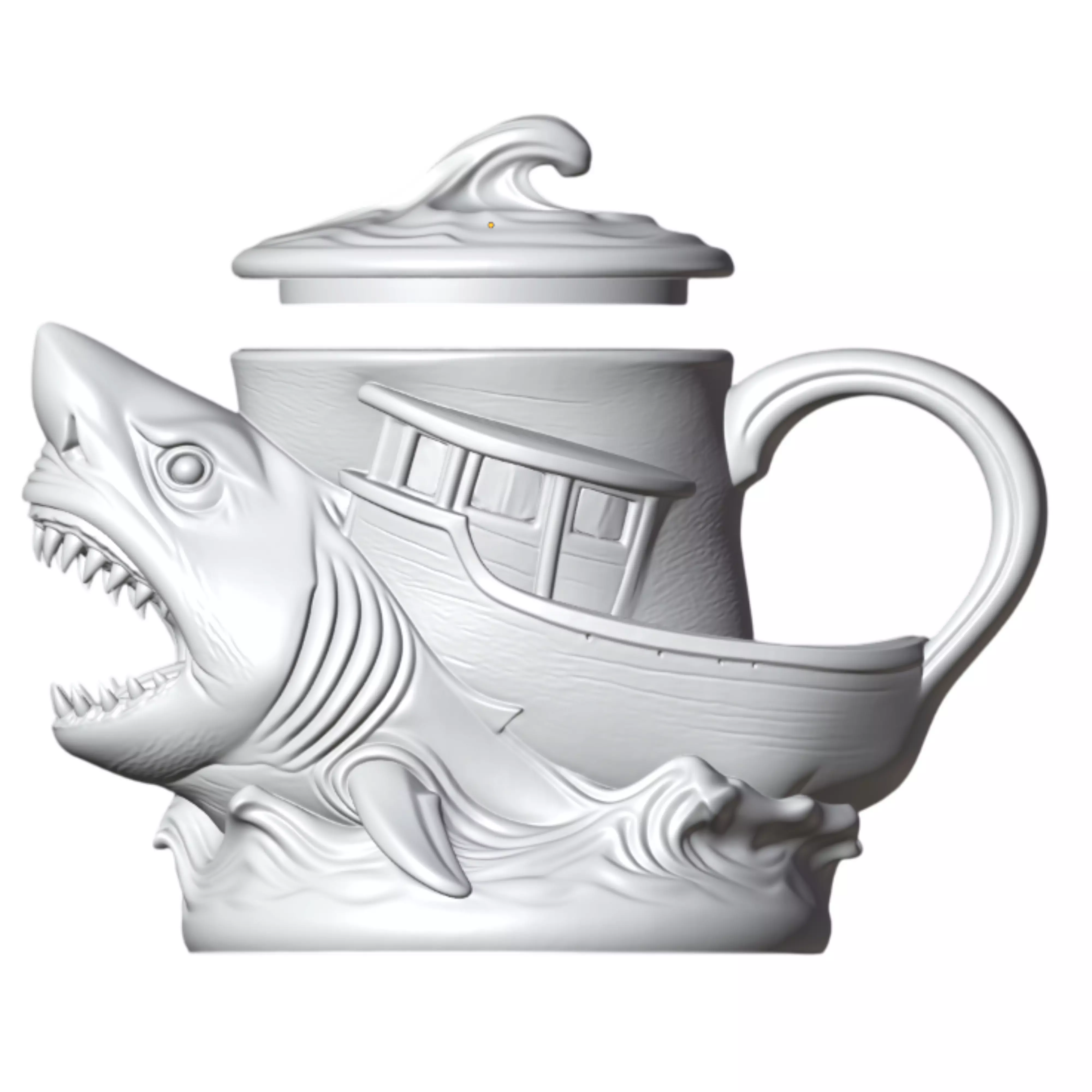 Megalodon Attack Mug 3D Printing Kit STL 3D print model_7