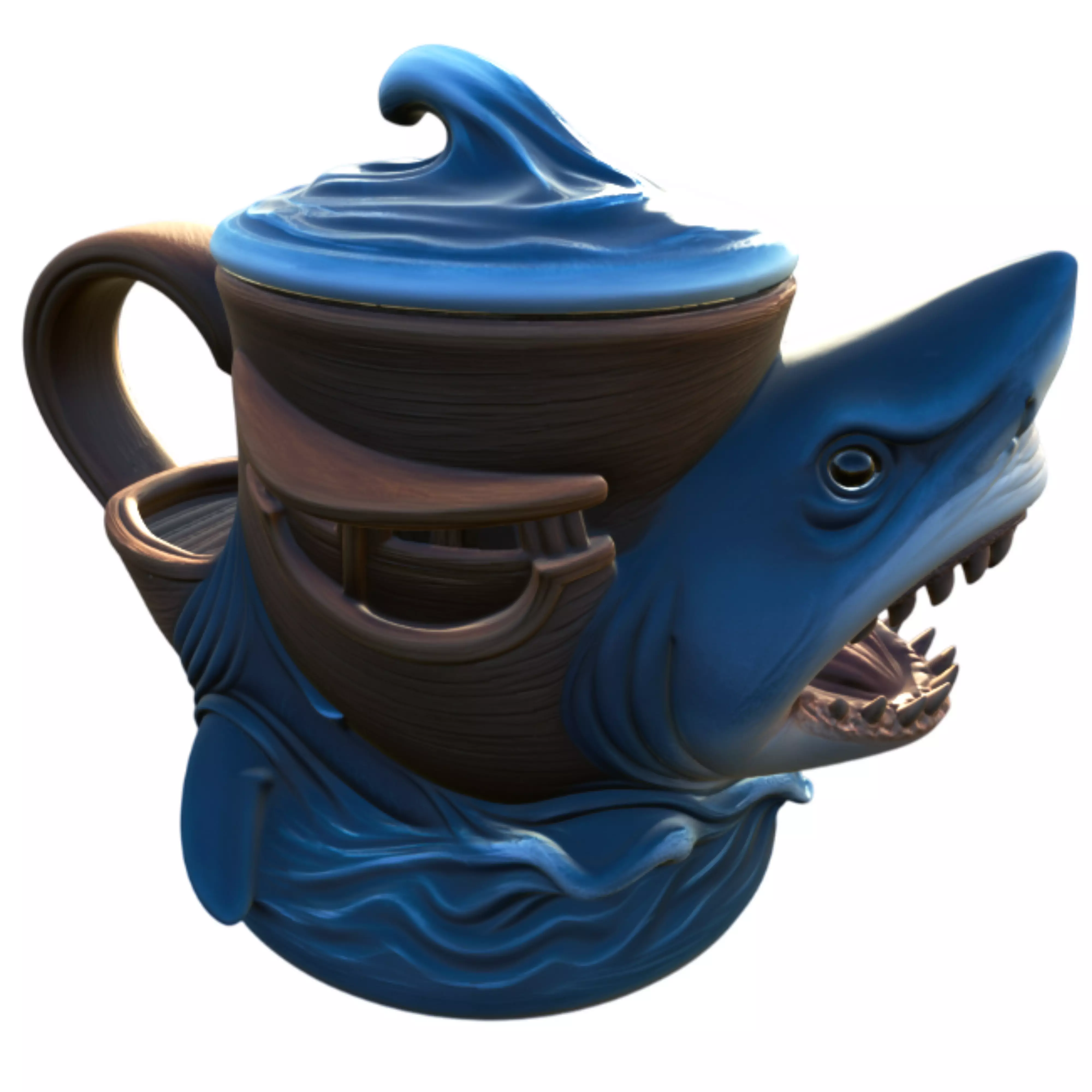 Megalodon Attack Mug 3D Printing Kit STL 3D print model_3