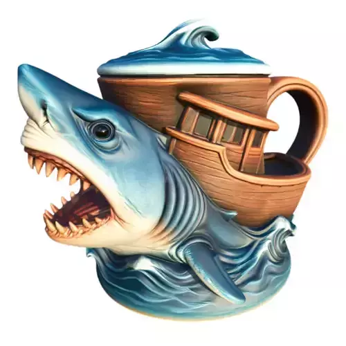 Megalodon Attack Mug 3D Printing Kit STL