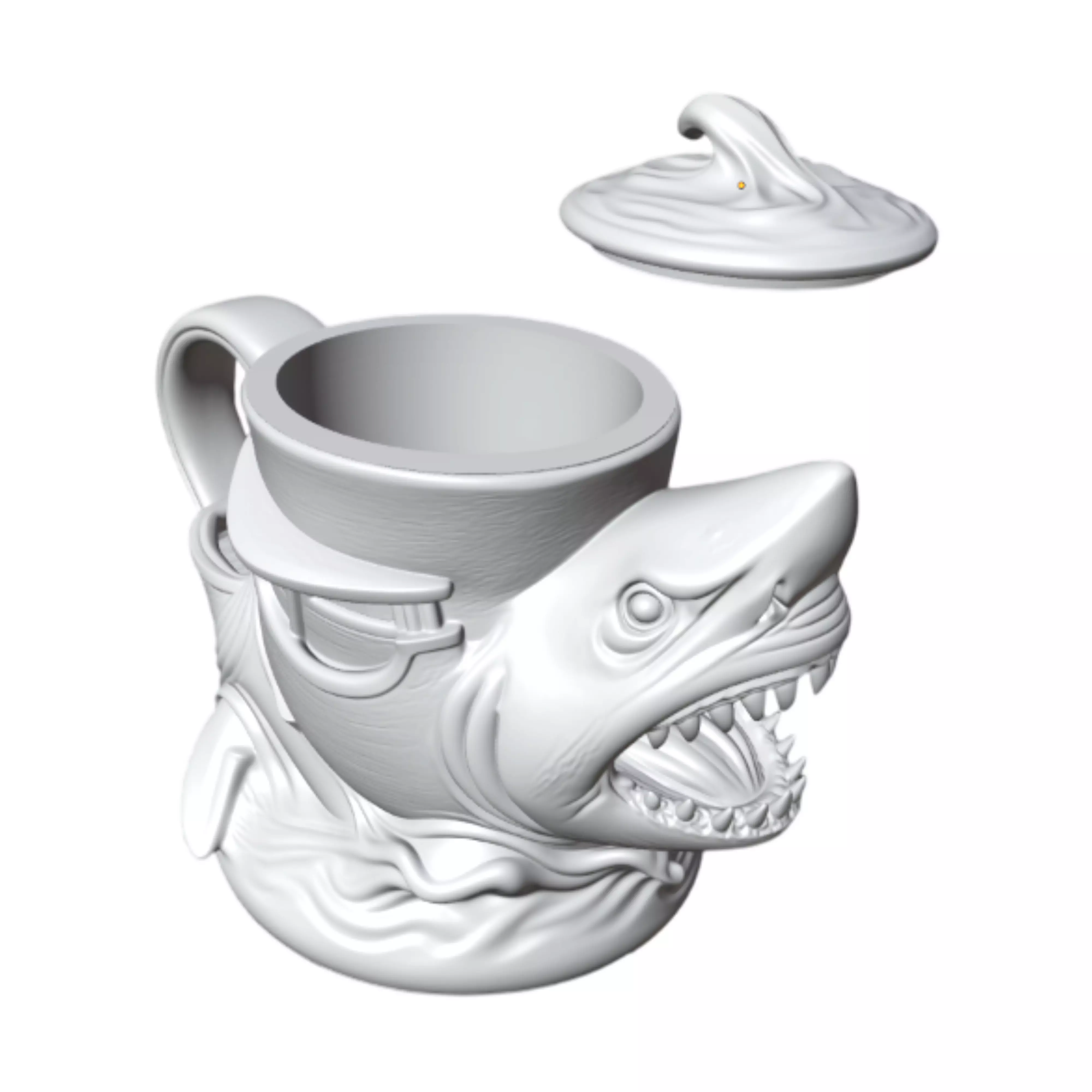 Megalodon Attack Mug 3D Printing Kit STL 3D print model_5