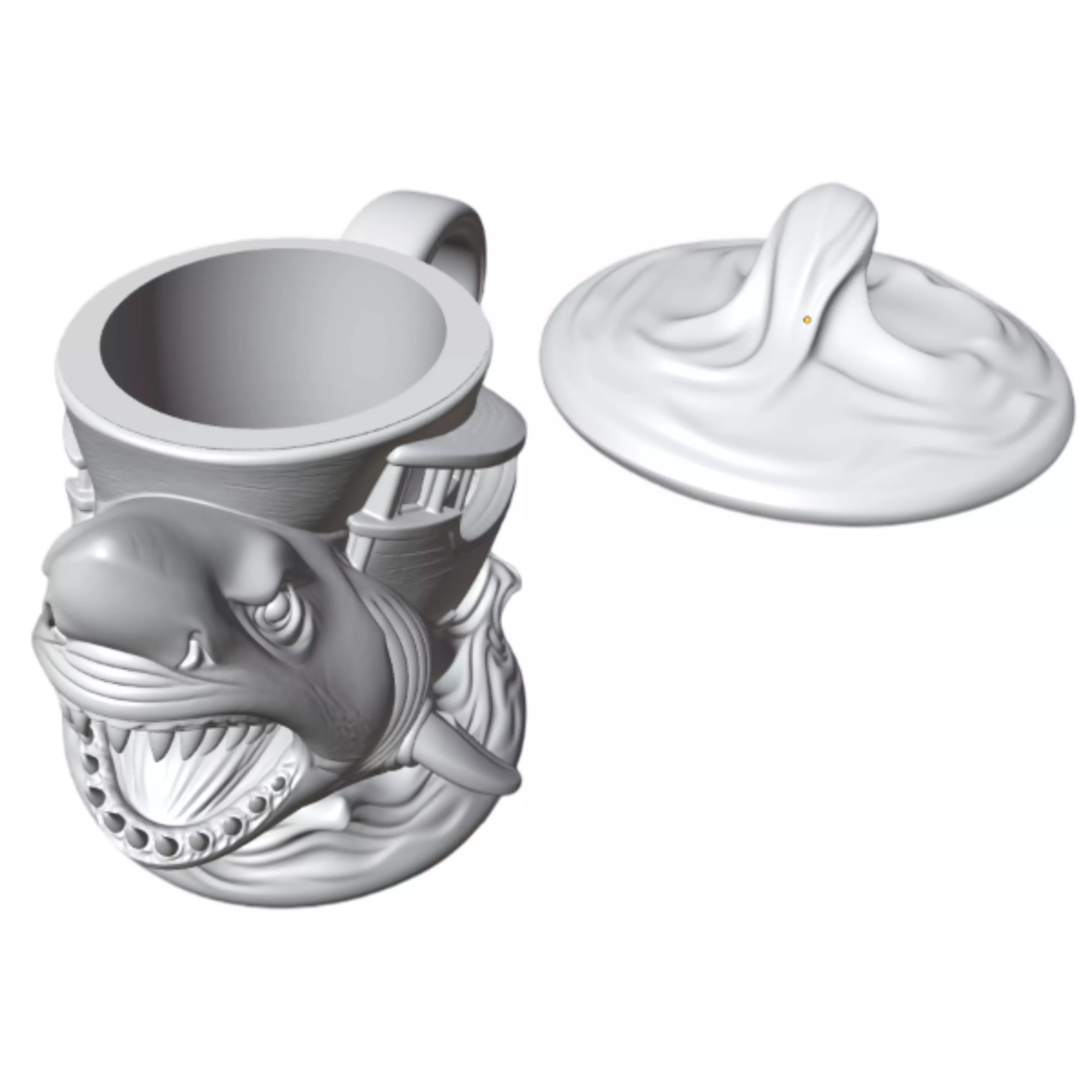 Megalodon Attack Mug 3D Printing Kit STL 3D print model_8