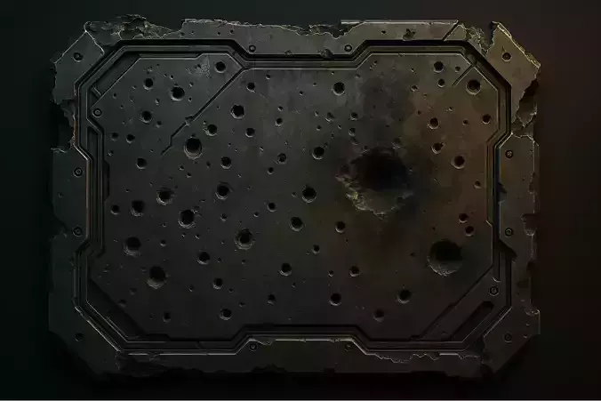 Panel01 Damaged Metal Panel Bullet And Laser Holes LOD