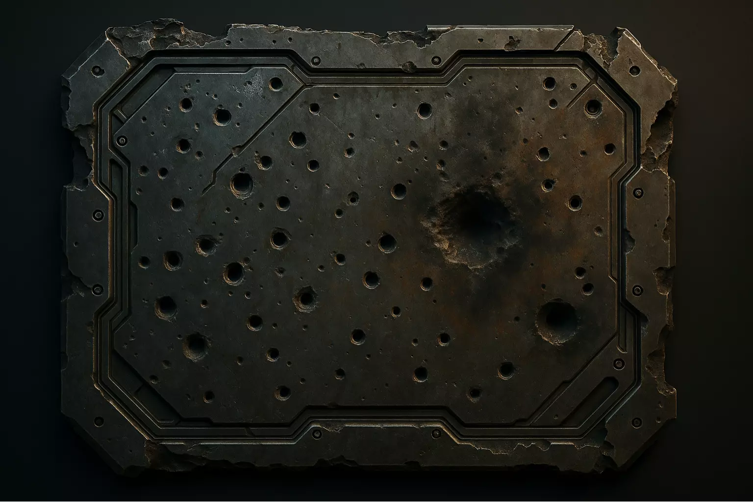 Panel01 Damaged Metal Panel Bullet And Laser Holes LOD Low-poly 3D model_0