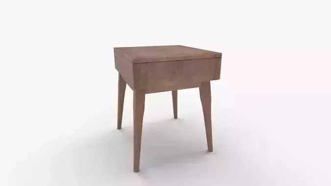 NTC Lux Solid Wood Nightstand with Drawer 3D model 4