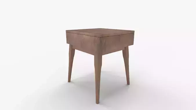 NTC Lux Solid Wood Nightstand with Drawer 3D model 3