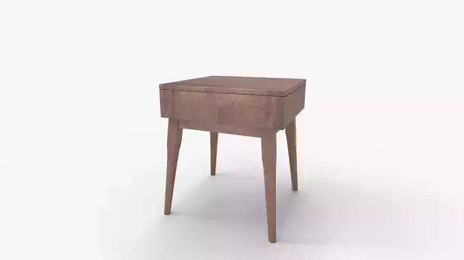 NTC Lux Solid Wood Nightstand with Drawer 3D model 5