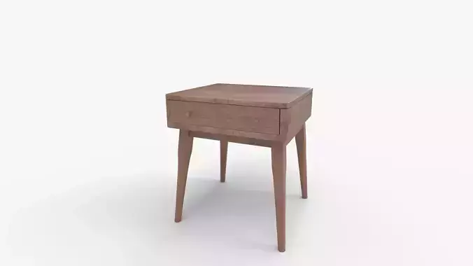 NTC Lux Solid Wood Nightstand with Drawer 3D model 7
