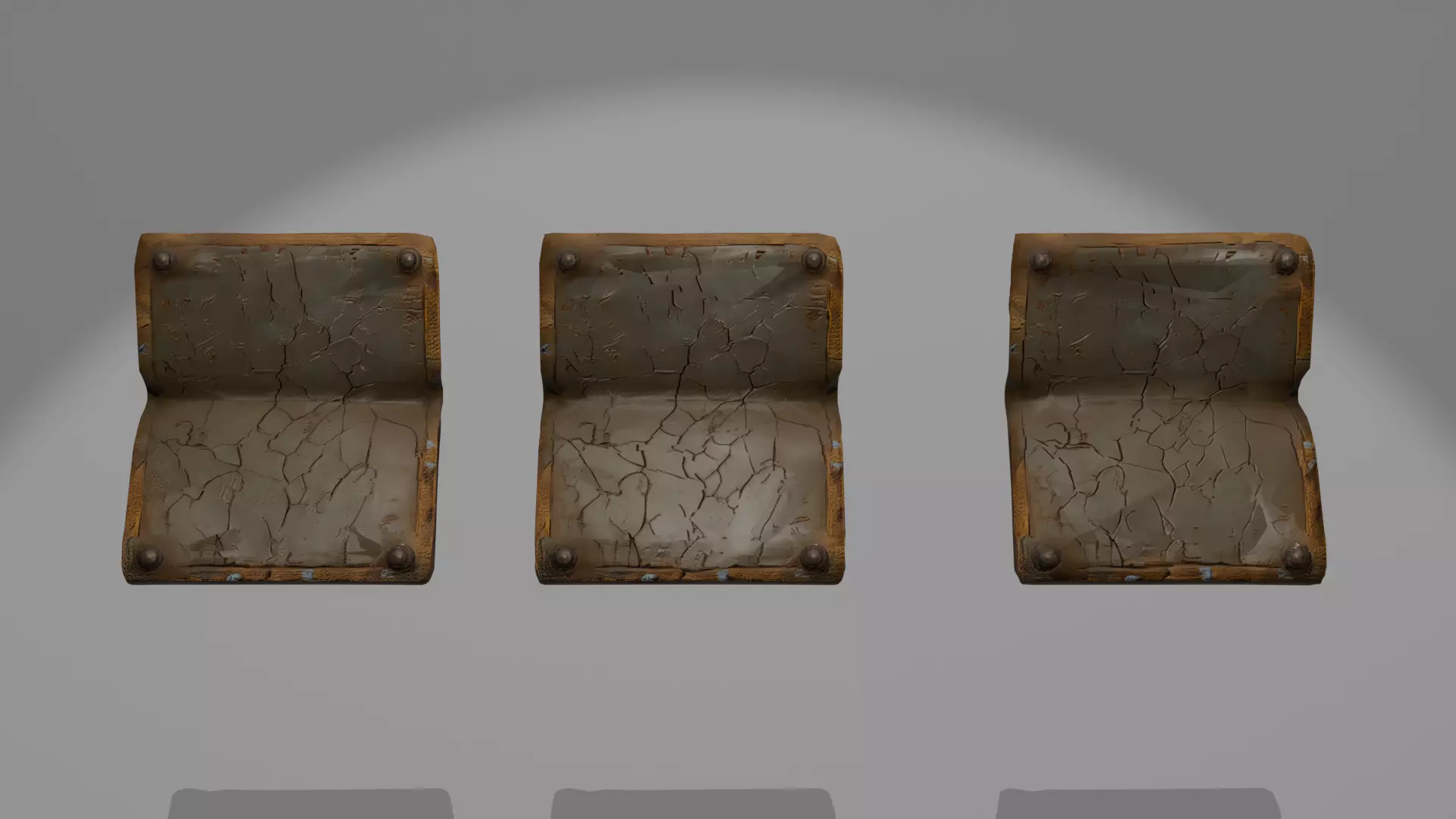 Panel02 Curved Metal Panel With Rust And Cracks Low-poly 3D model_2