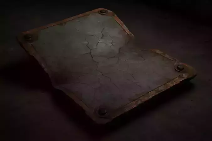 Panel02 Curved Metal Panel With Rust And Cracks