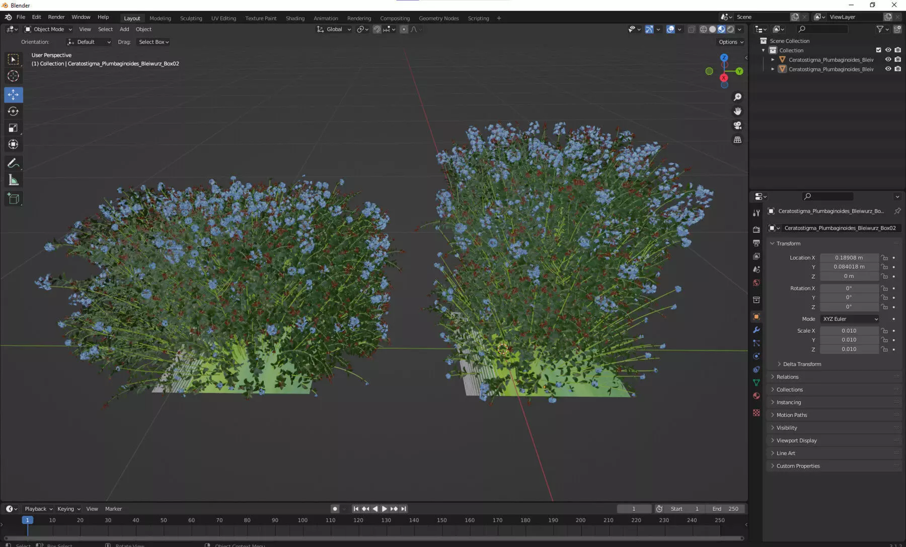 Low Poly Blue Flower Bush with Variants Low-poly 3D model_3