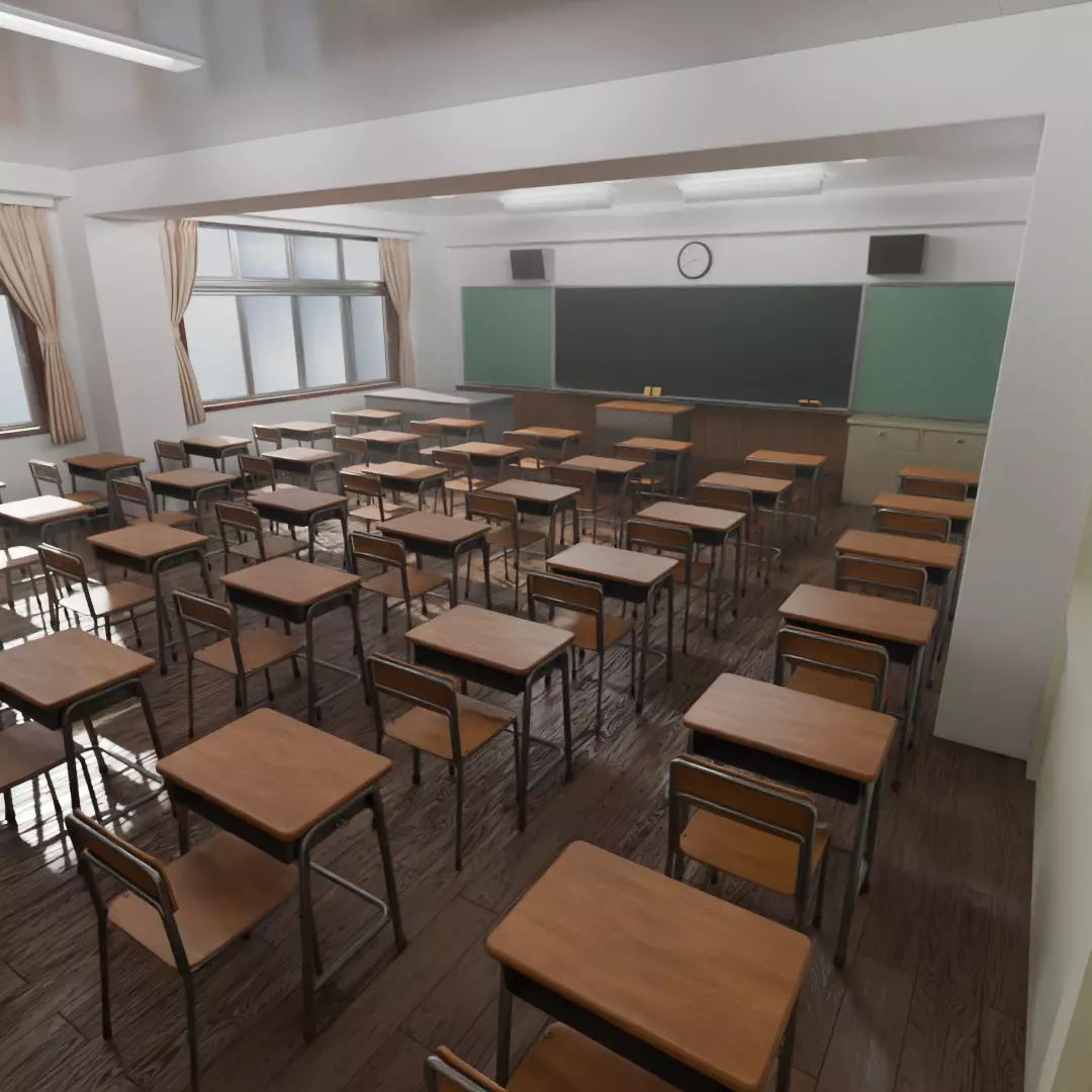 A Japanese school classroom 3D model