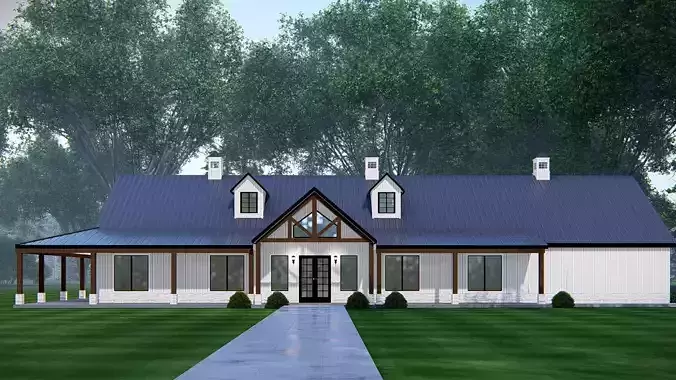 American Exterior House Design  Modern Country Home Architecture