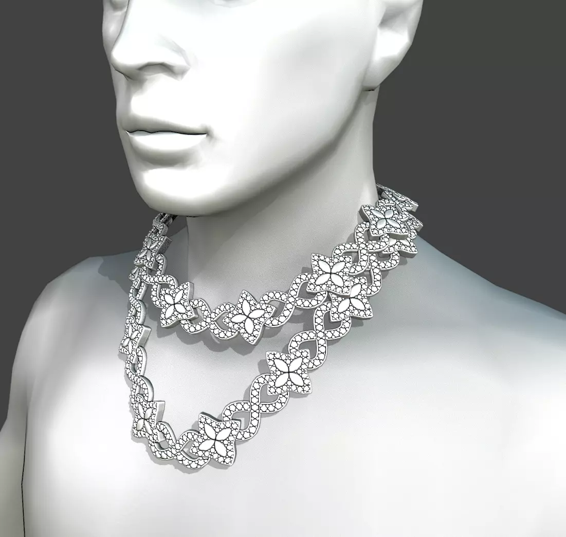 Diamond Infinity Iced Out Star Cuban Chain Model 3D model_4