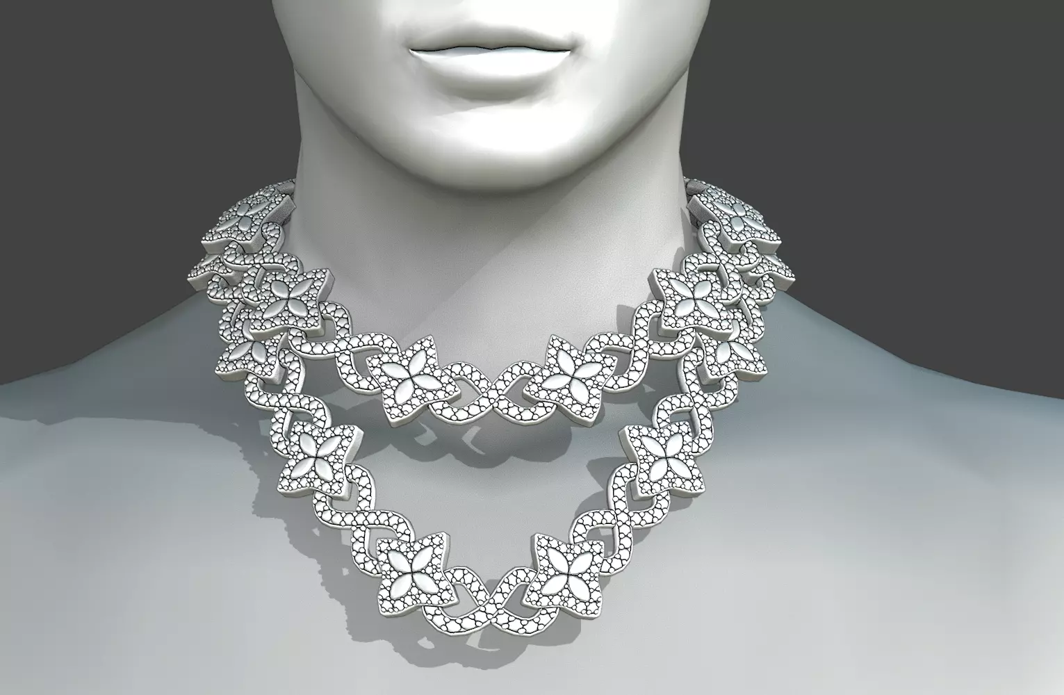 Diamond Infinity Iced Out Star Cuban Chain Model 3D model_0