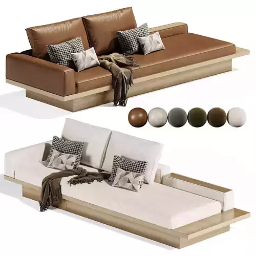 Beige Solid Wood Sofa