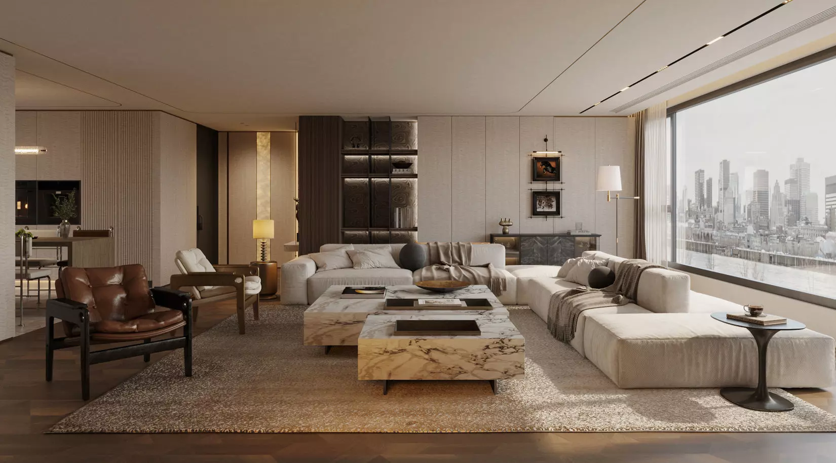Italian - style living and dining room 3D model