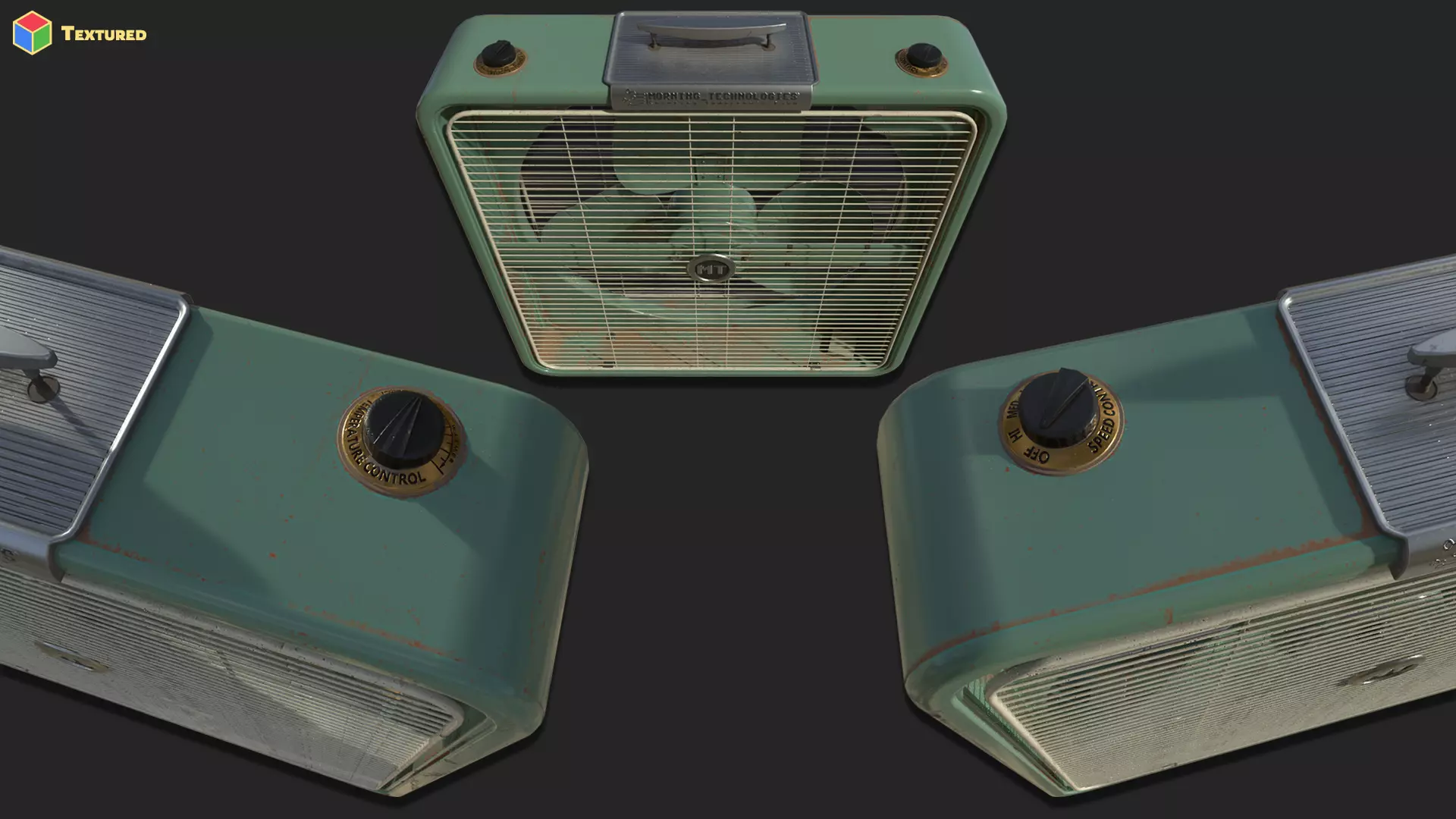 Animated Metal Box Fan Low-poly 3D model_6