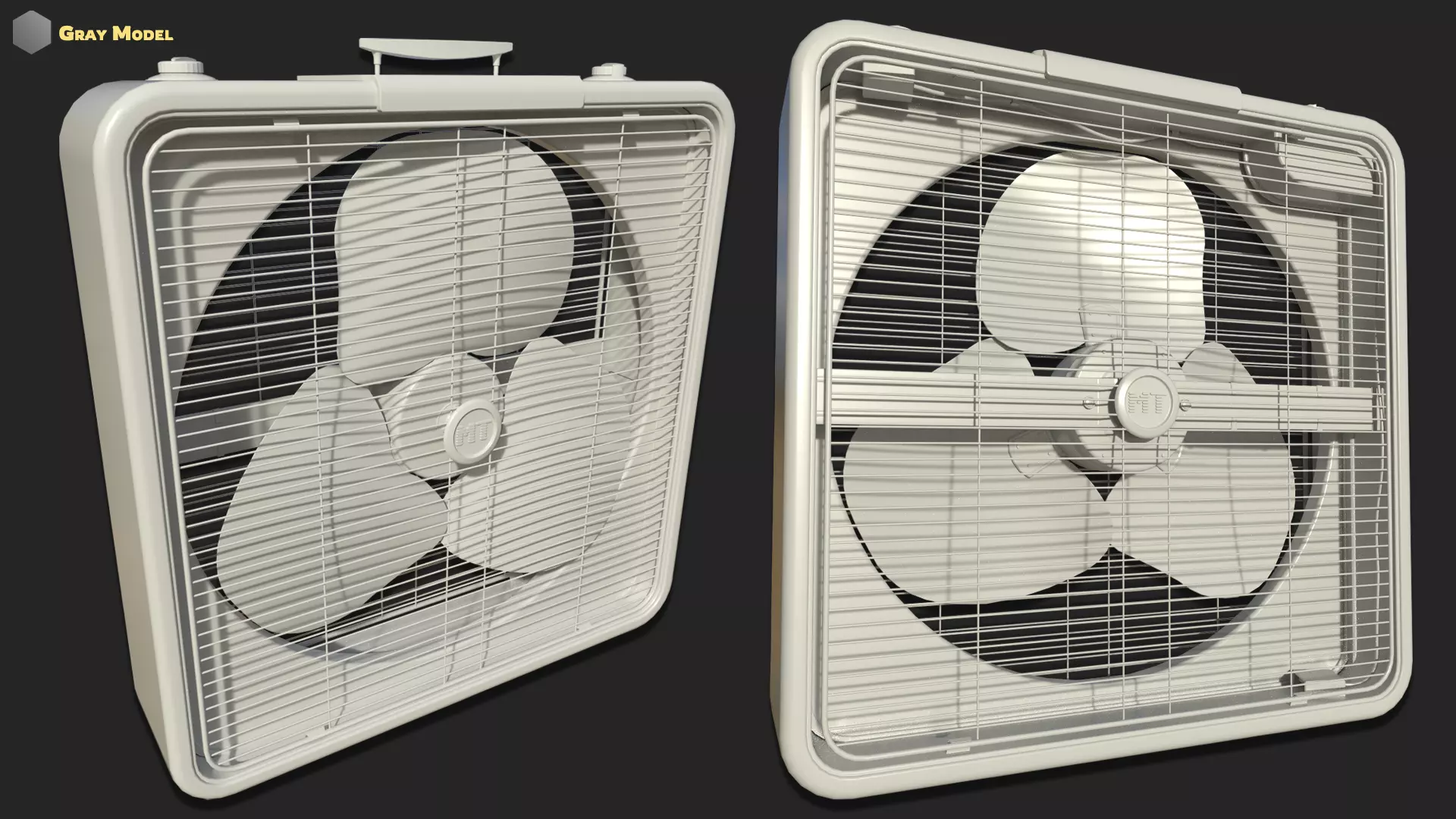Animated Metal Box Fan Low-poly 3D model_8