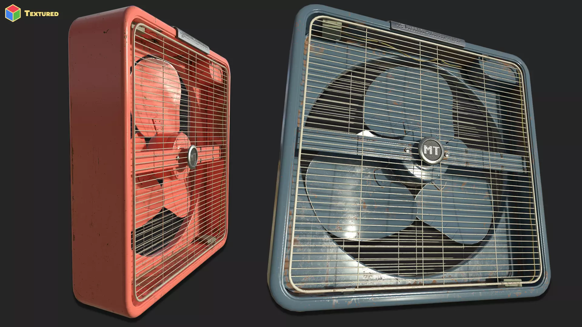 Animated Metal Box Fan Low-poly 3D model_5