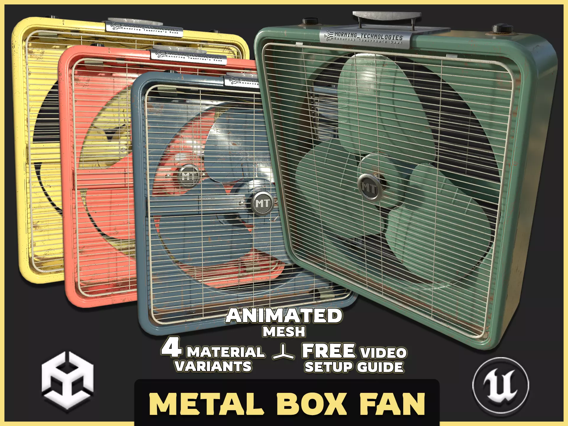 Animated Metal Box Fan Low-poly 3D model_0