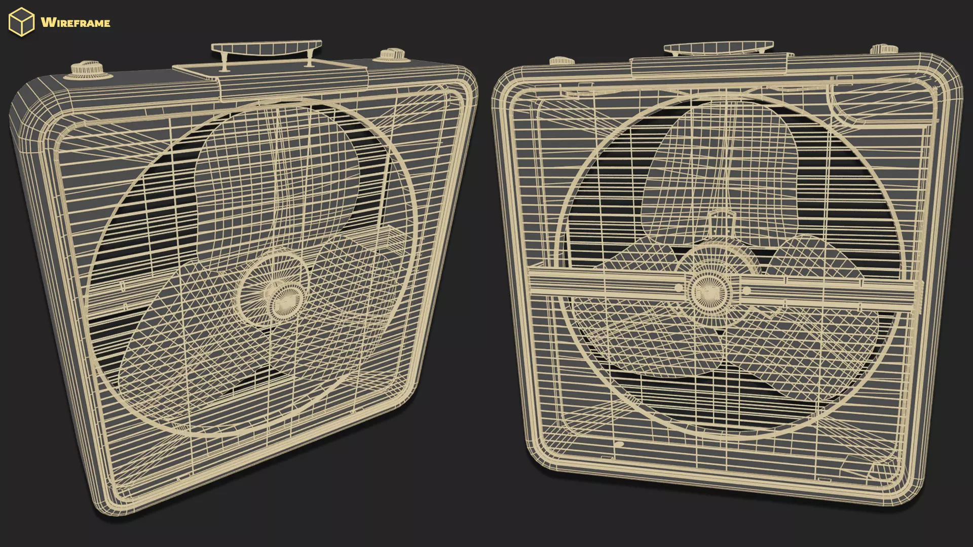 Animated Metal Box Fan Low-poly 3D model_9