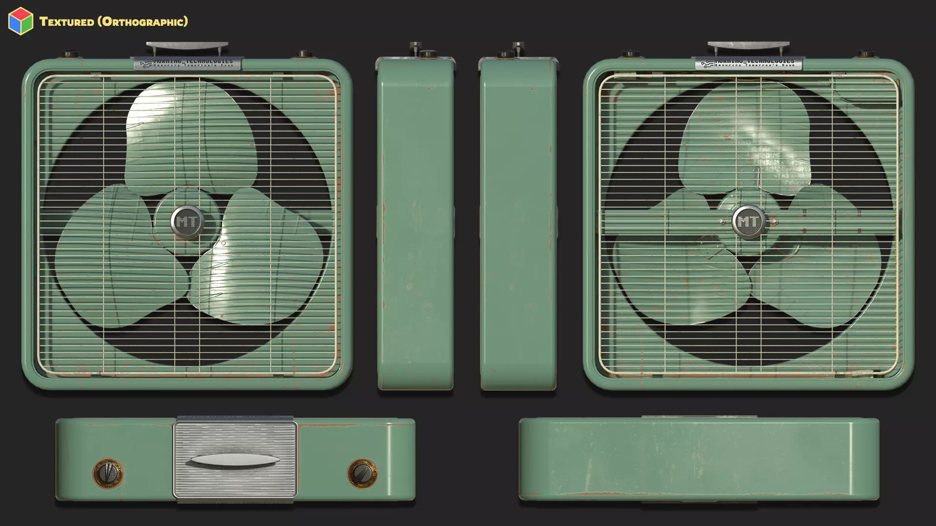 Animated Metal Box Fan Low-poly 3D model_7
