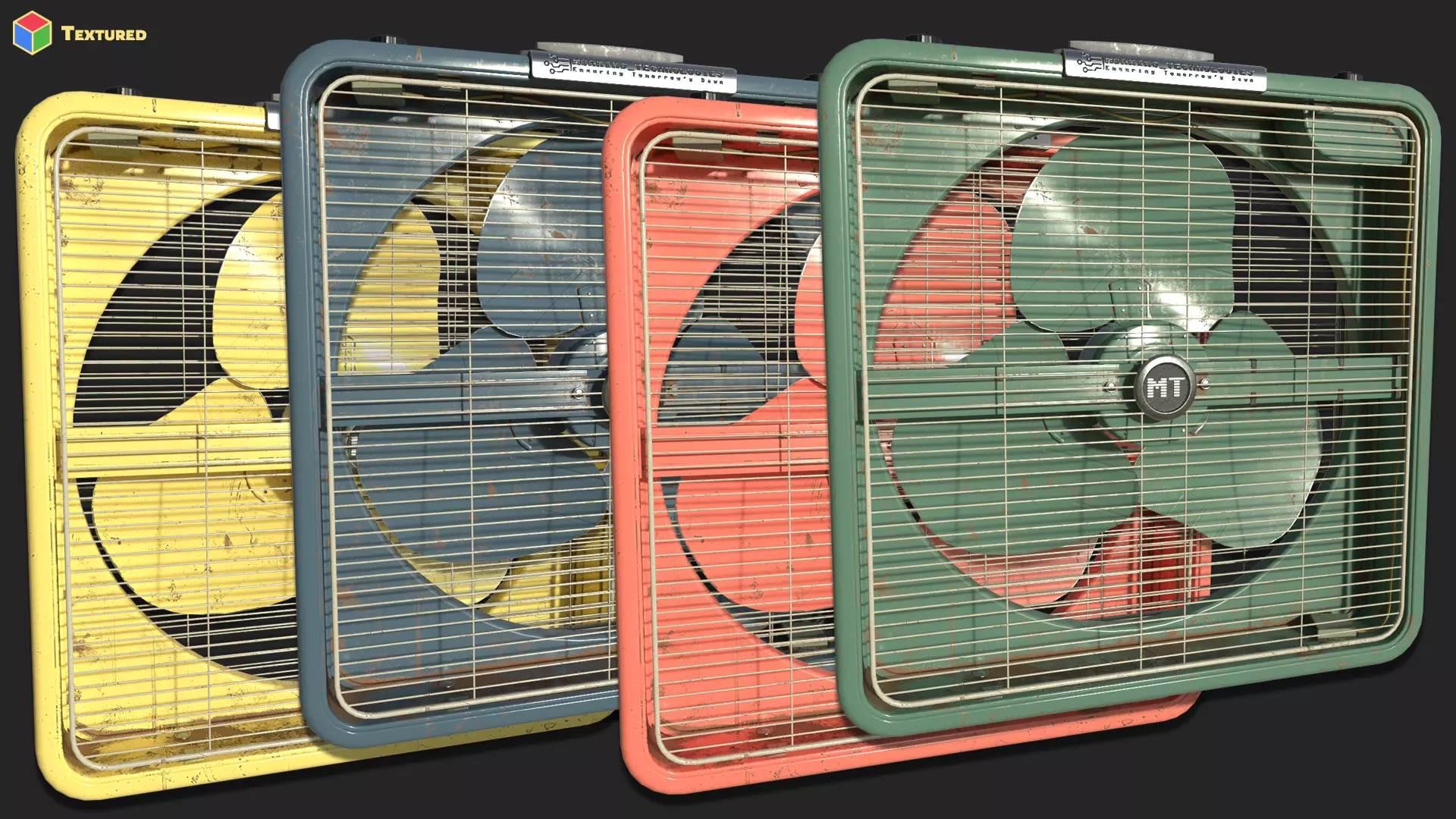 Animated Metal Box Fan Low-poly 3D model_4