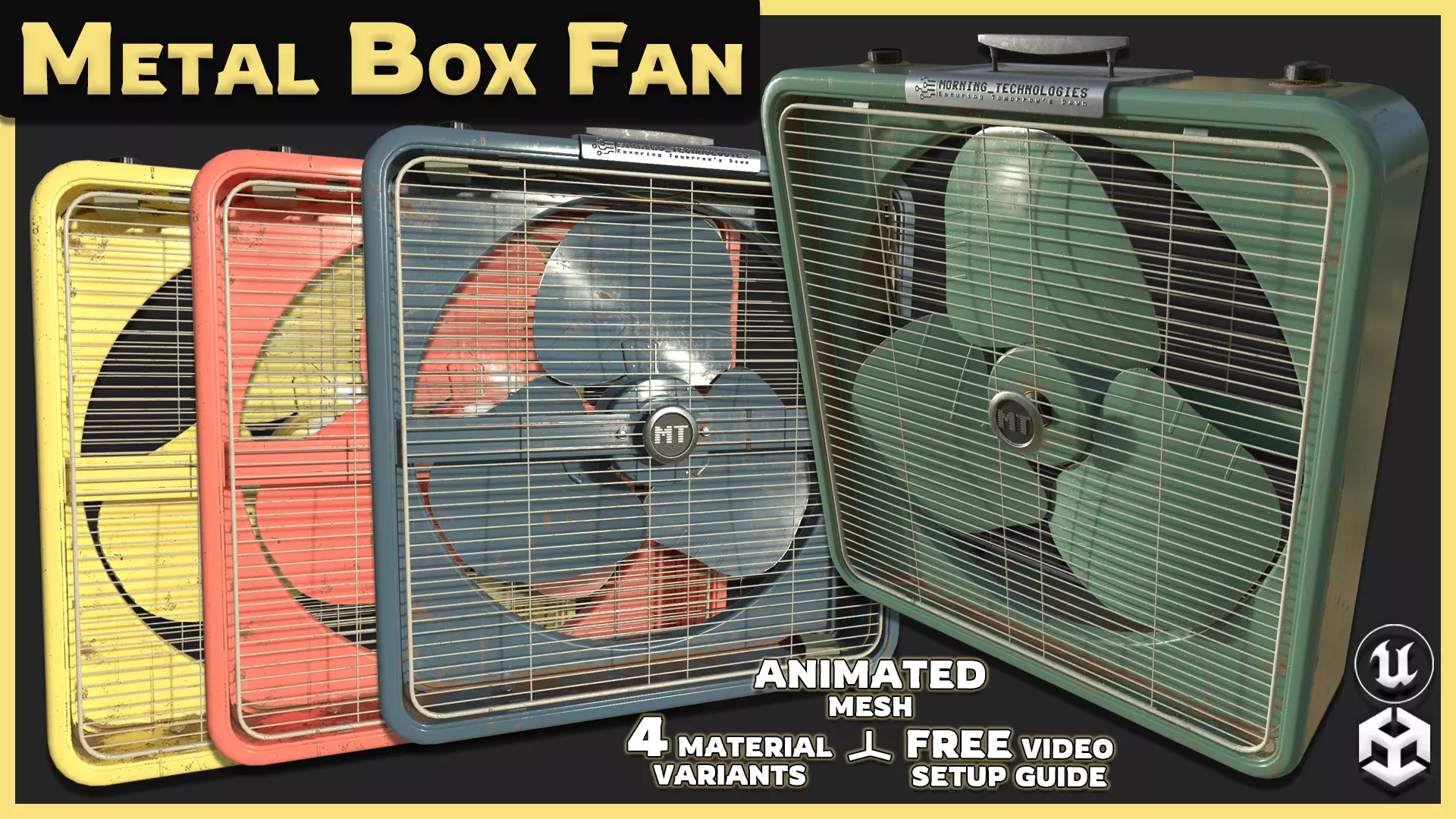Animated Metal Box Fan Low-poly 3D model_2