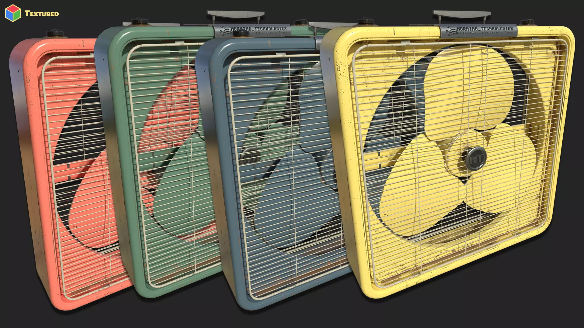 Animated Metal Box Fan Low-poly 3D model_3