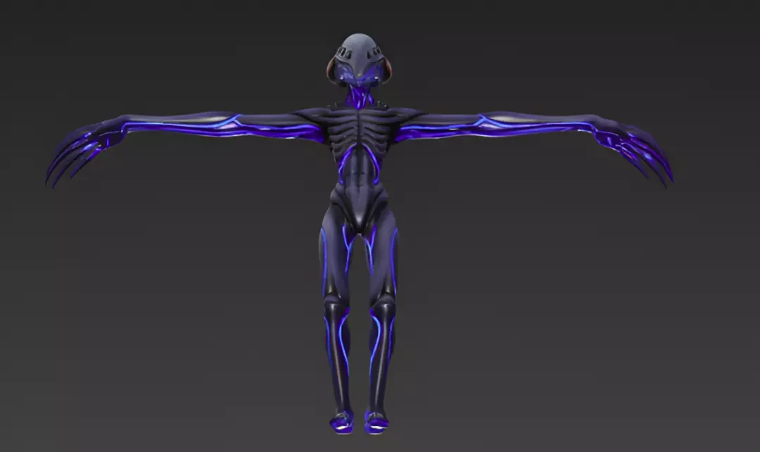 Alien creature in T-pose 3D model_1