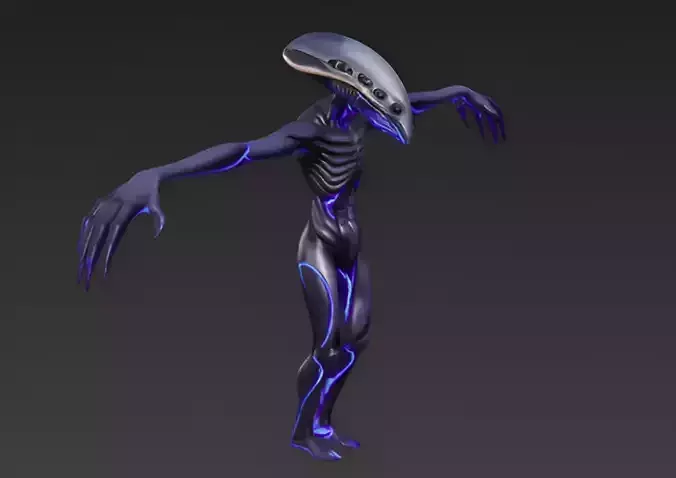 Alien creature in T-pose 3D model