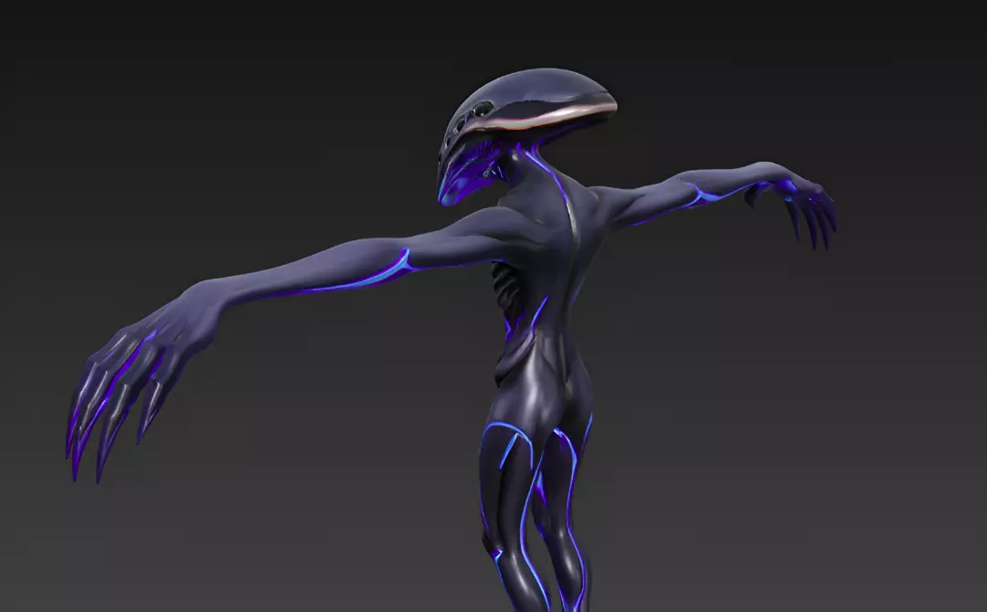 Alien creature in T-pose 3D model_4