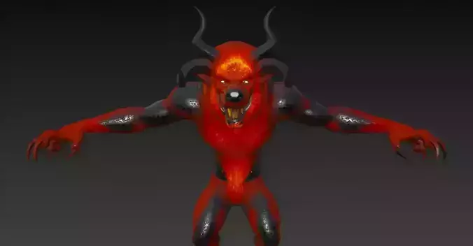 Ultra Realistic 3D model of a demonic hellhound Monster T Pose