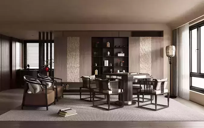 Wabi - sabi style chess and card room