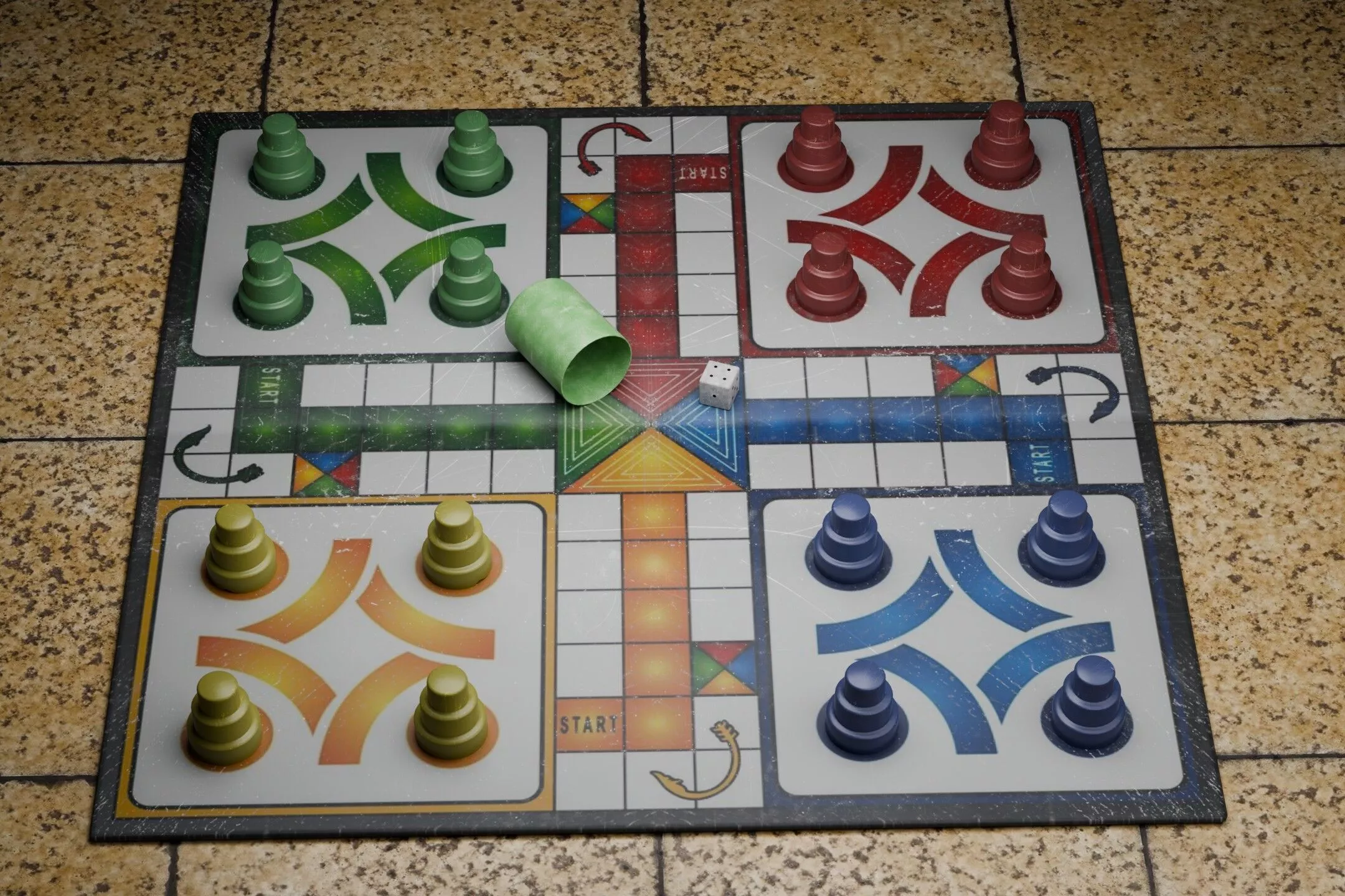 Ludo Board Game Set Low-poly 3D model
