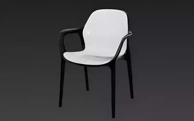 Plastic chair 3d model black and white 3D model