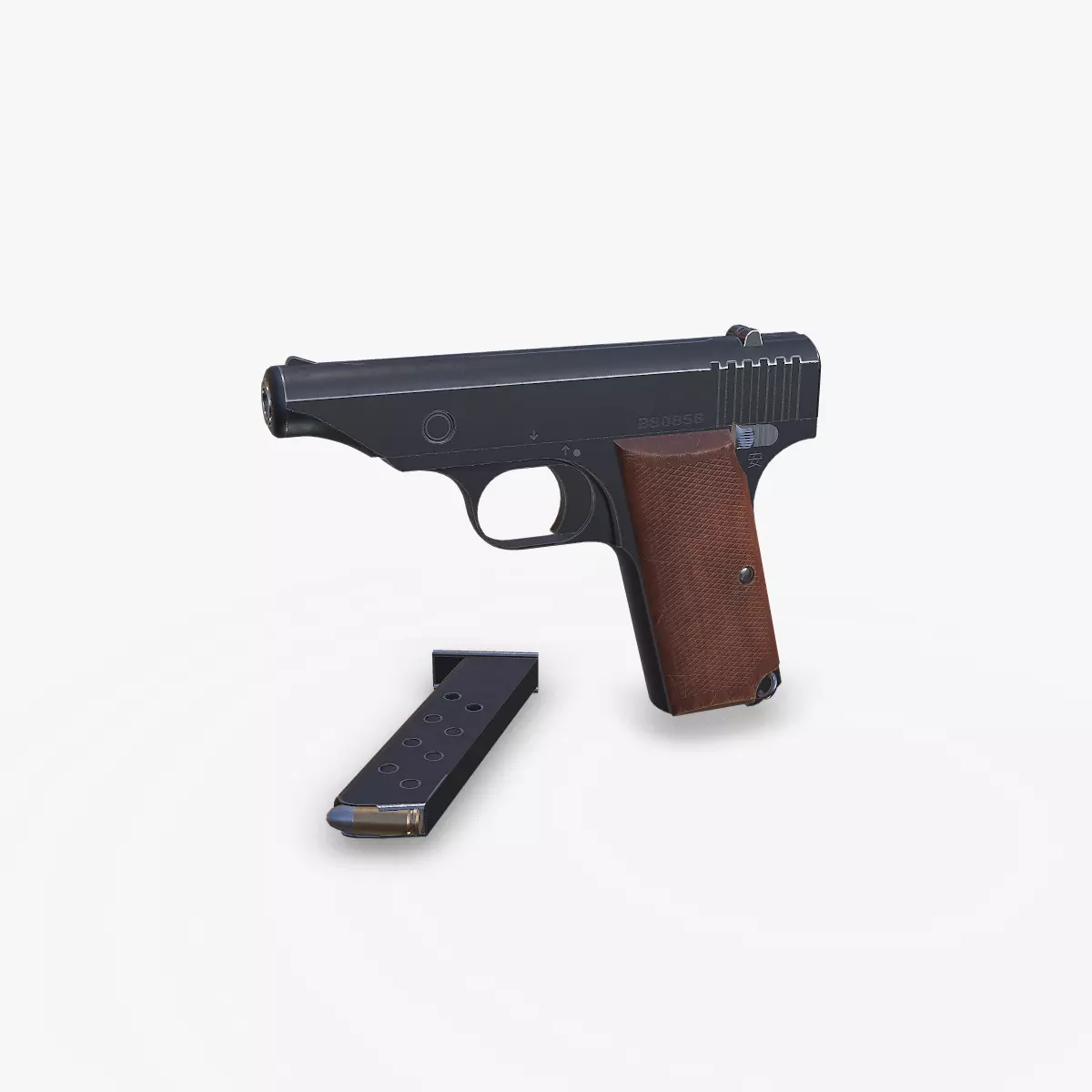 Hamada Type 1 Semi-automatic Pistol Low-poly PBR Low-poly 3D model