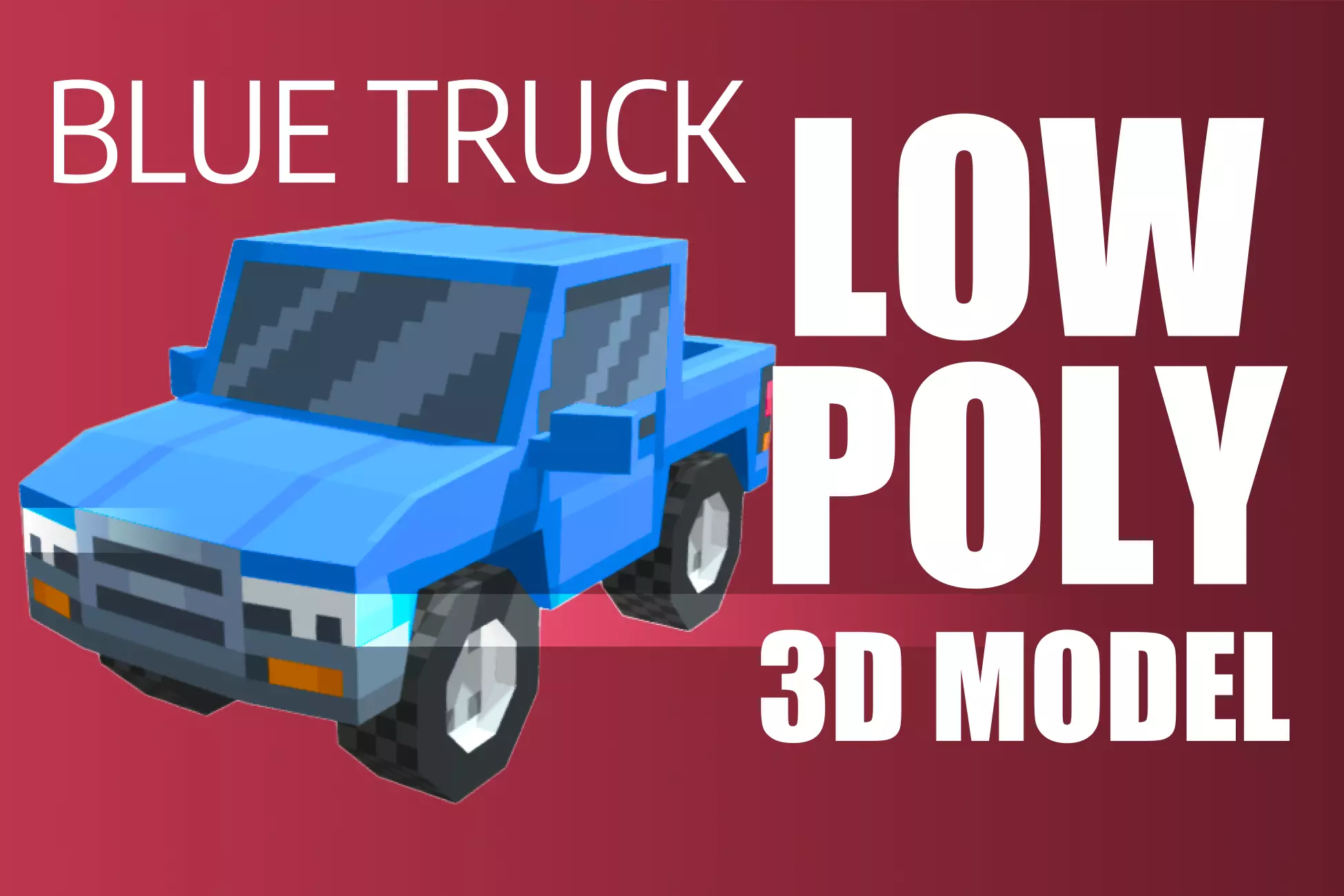 Low Poly Voxel Pickup Truck Free low-poly 3D model