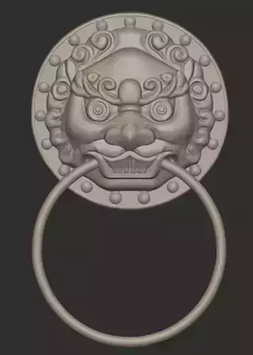 Chinese Style Beast Head Door Knocker 1 - High Poly 3D Model