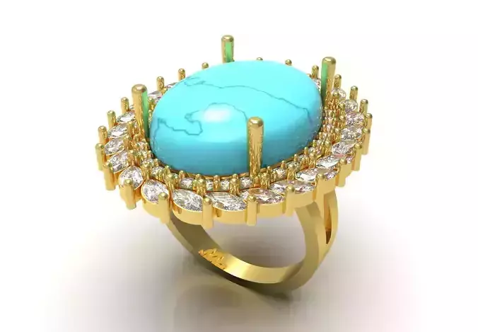Luxury Turquoise Gemstone Ring Model jr00245