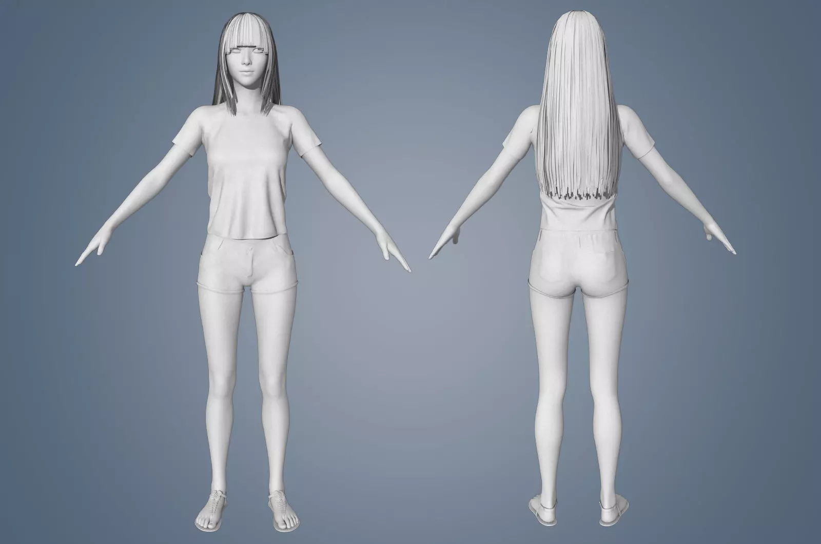 Girl Rigged 3D model Low-poly 3D model_8
