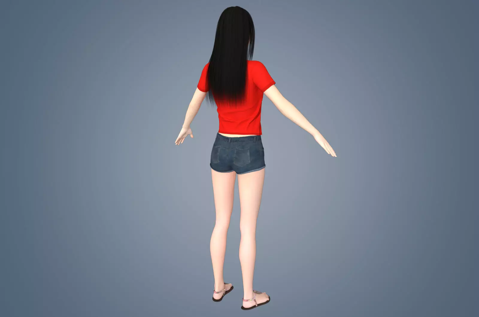 Girl Rigged 3D model Low-poly 3D model_7