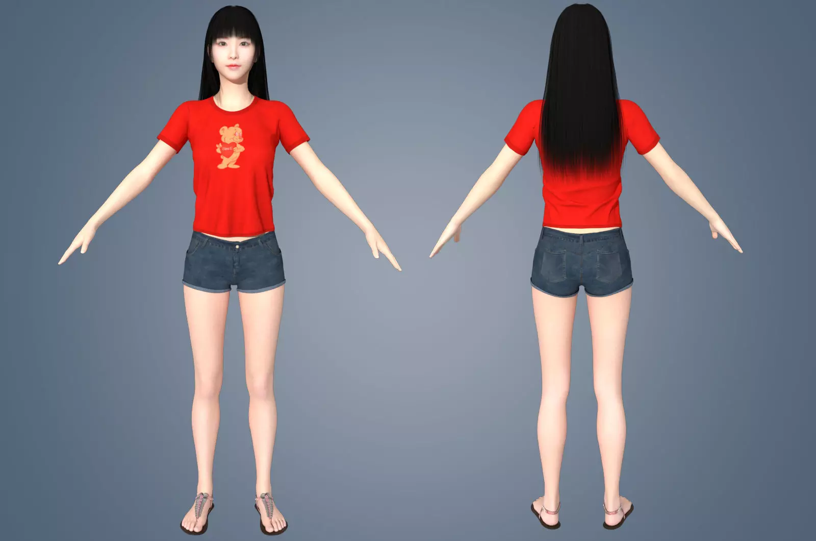 Girl Rigged 3D model Low-poly 3D model_1