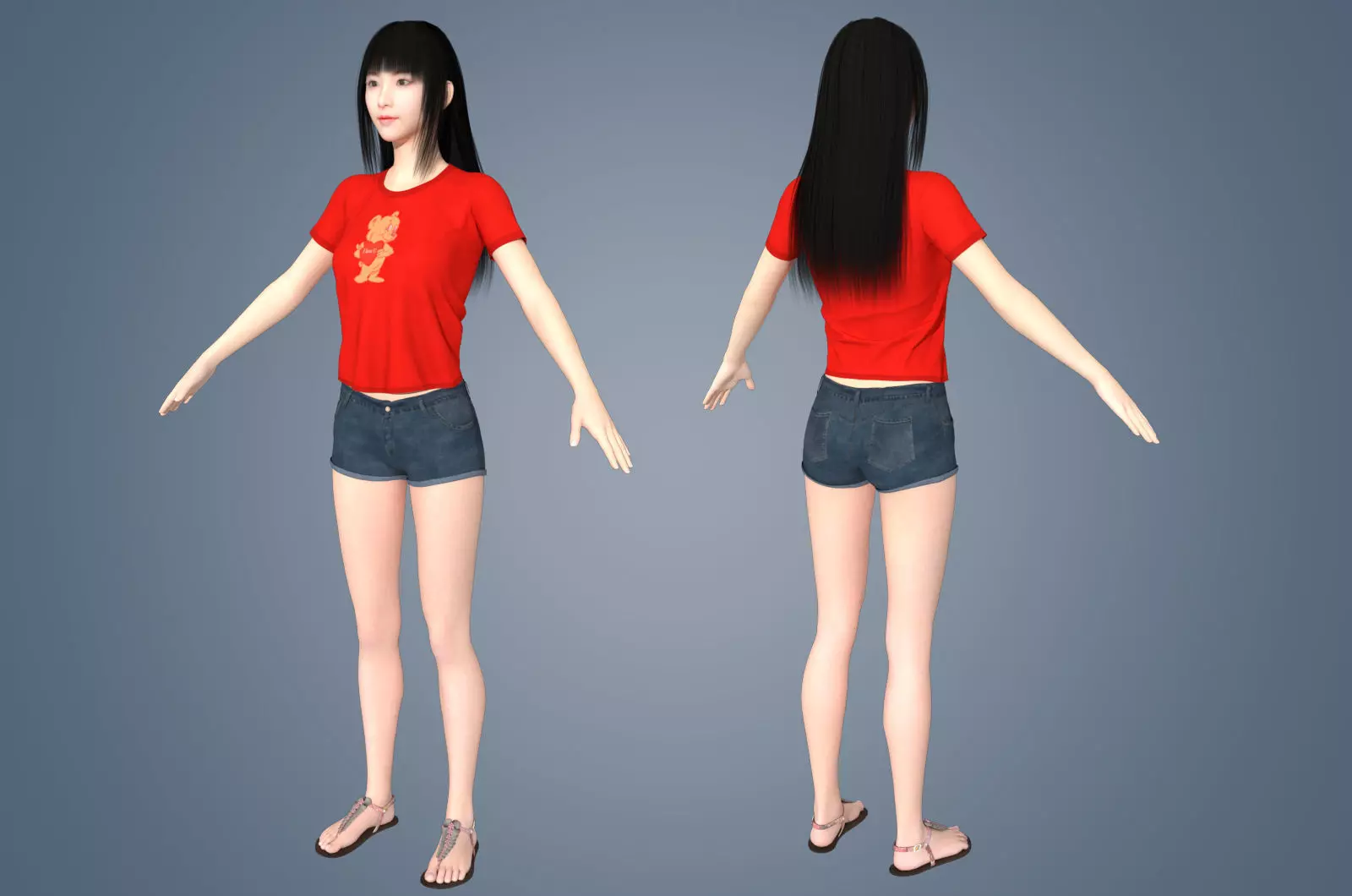 Girl Rigged 3D model Low-poly 3D model_0