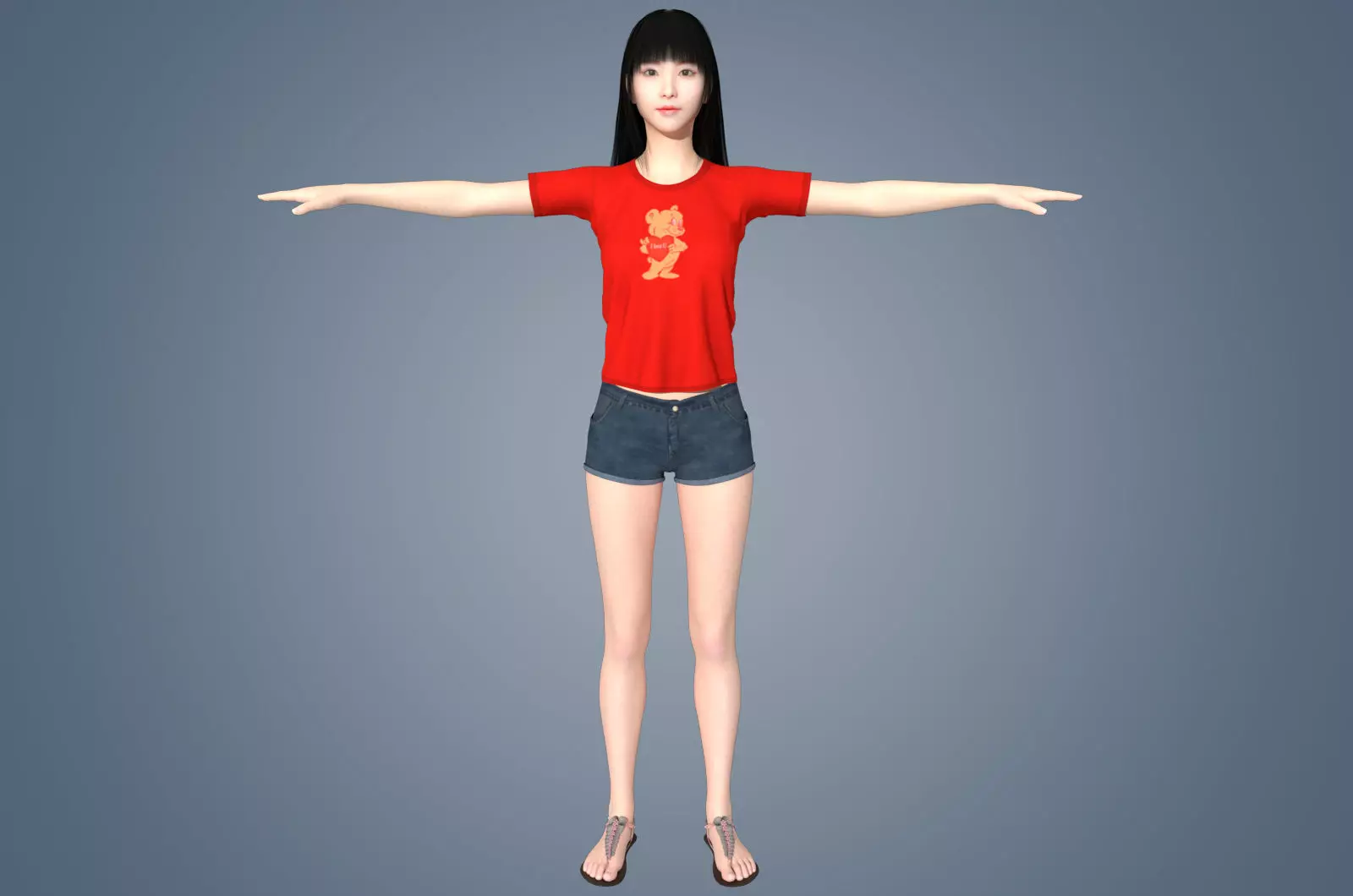 Girl Rigged 3D model Low-poly 3D model_2