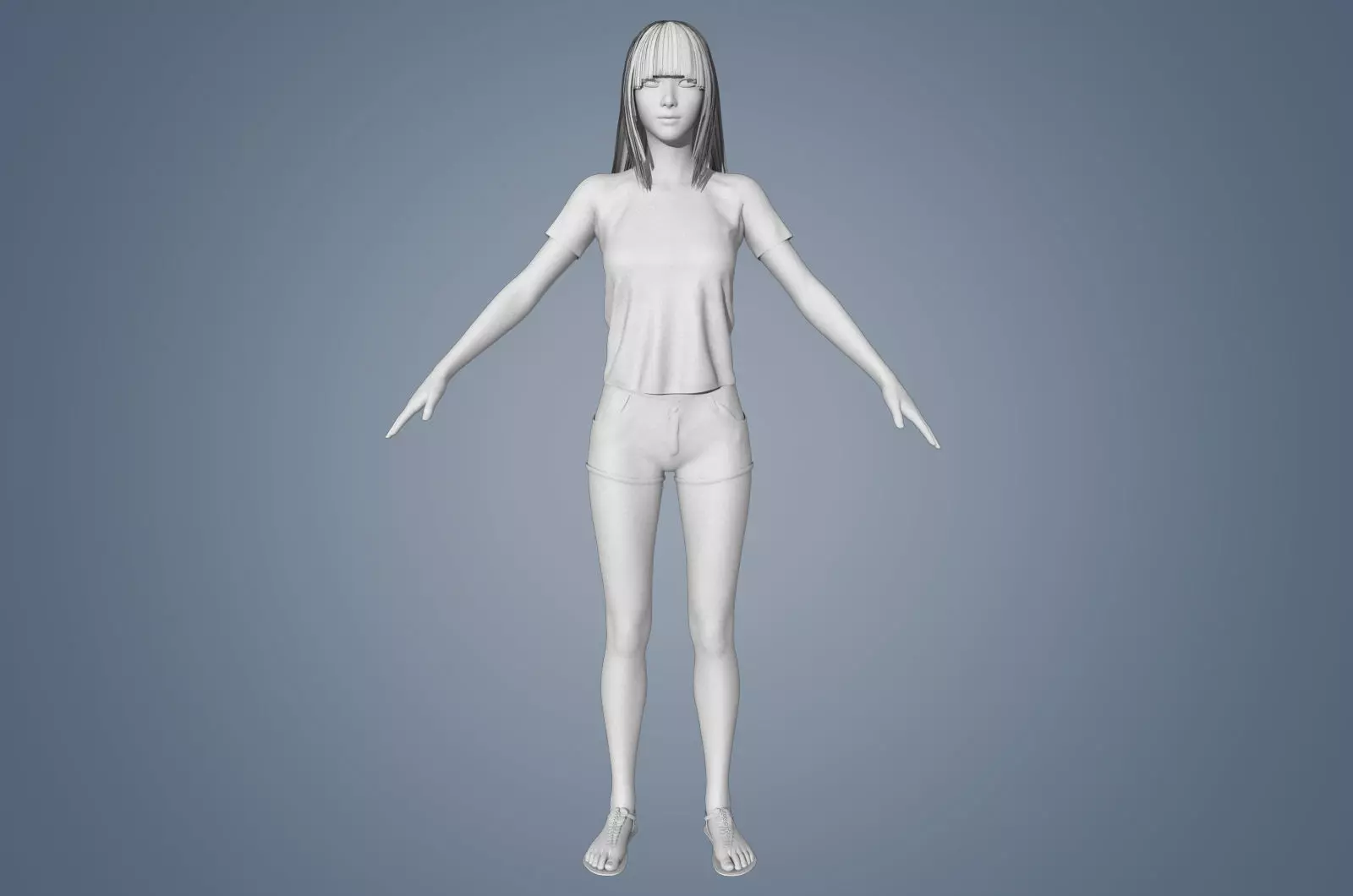 Girl Rigged 3D model Low-poly 3D model_12