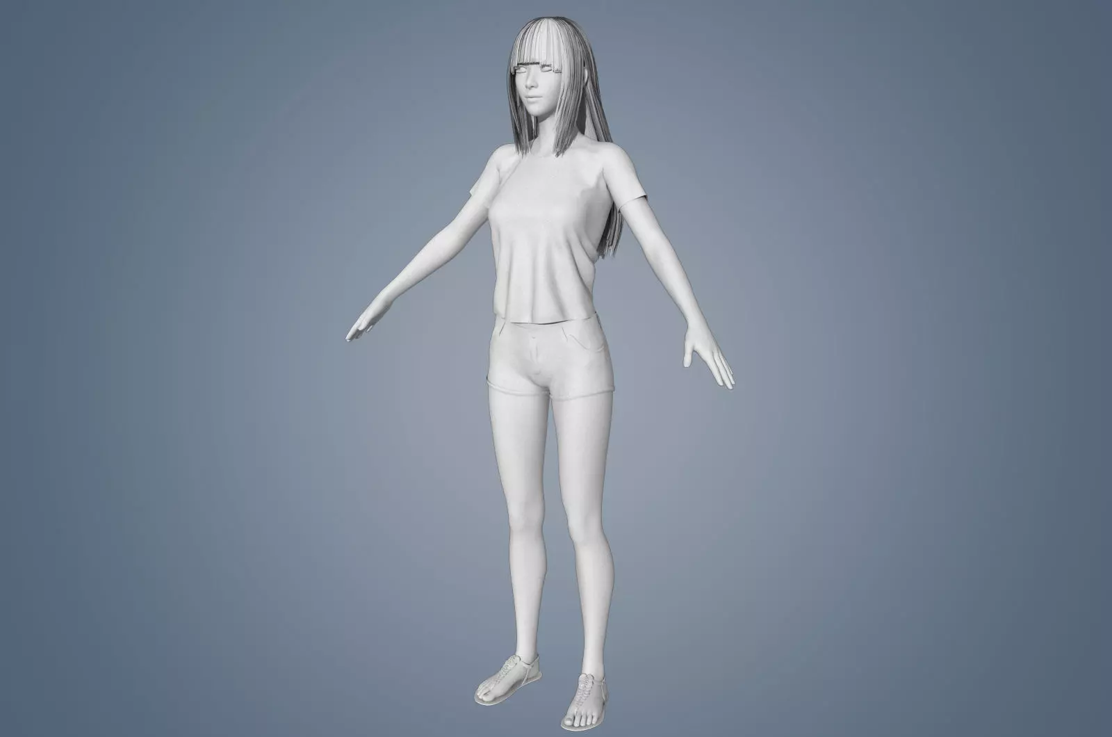 Girl Rigged 3D model Low-poly 3D model_11