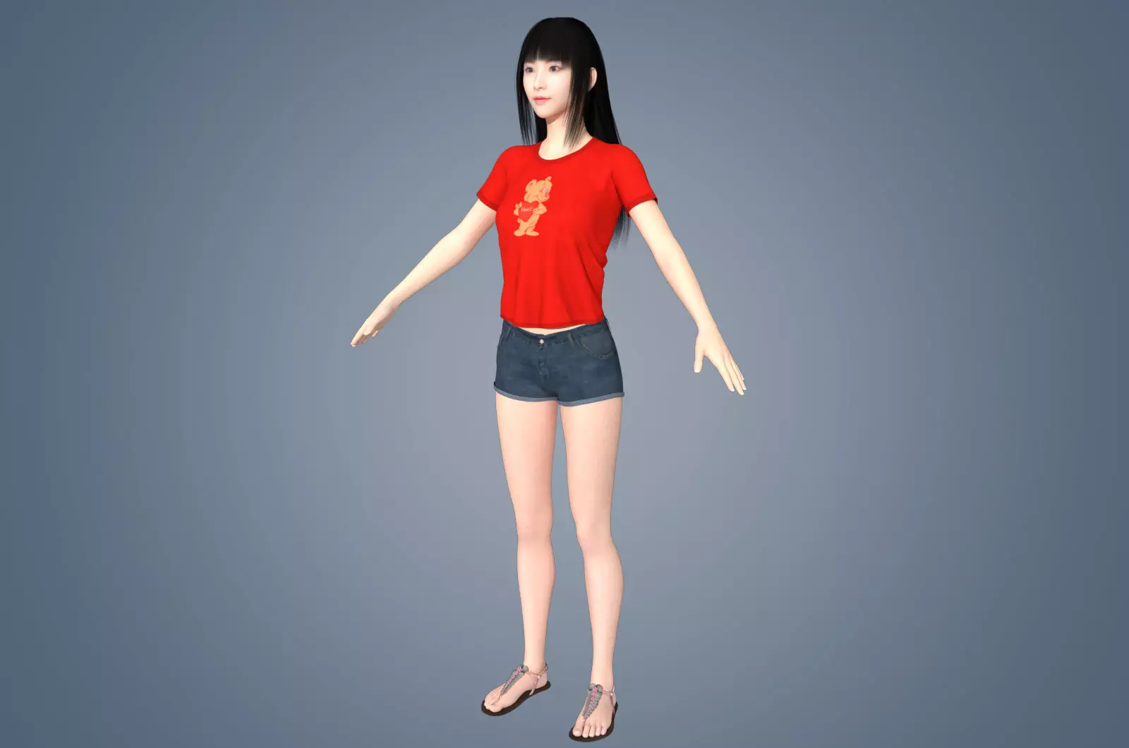 Girl Rigged 3D model Low-poly 3D model_6
