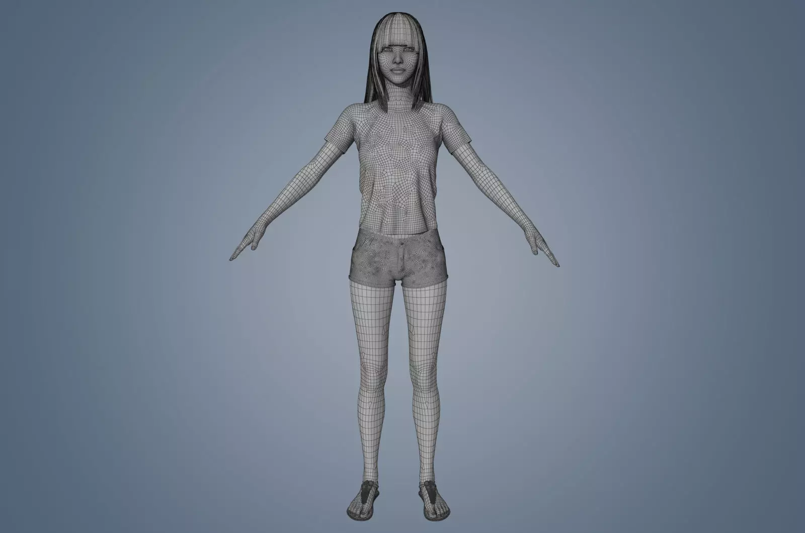 Girl Rigged 3D model Low-poly 3D model_14