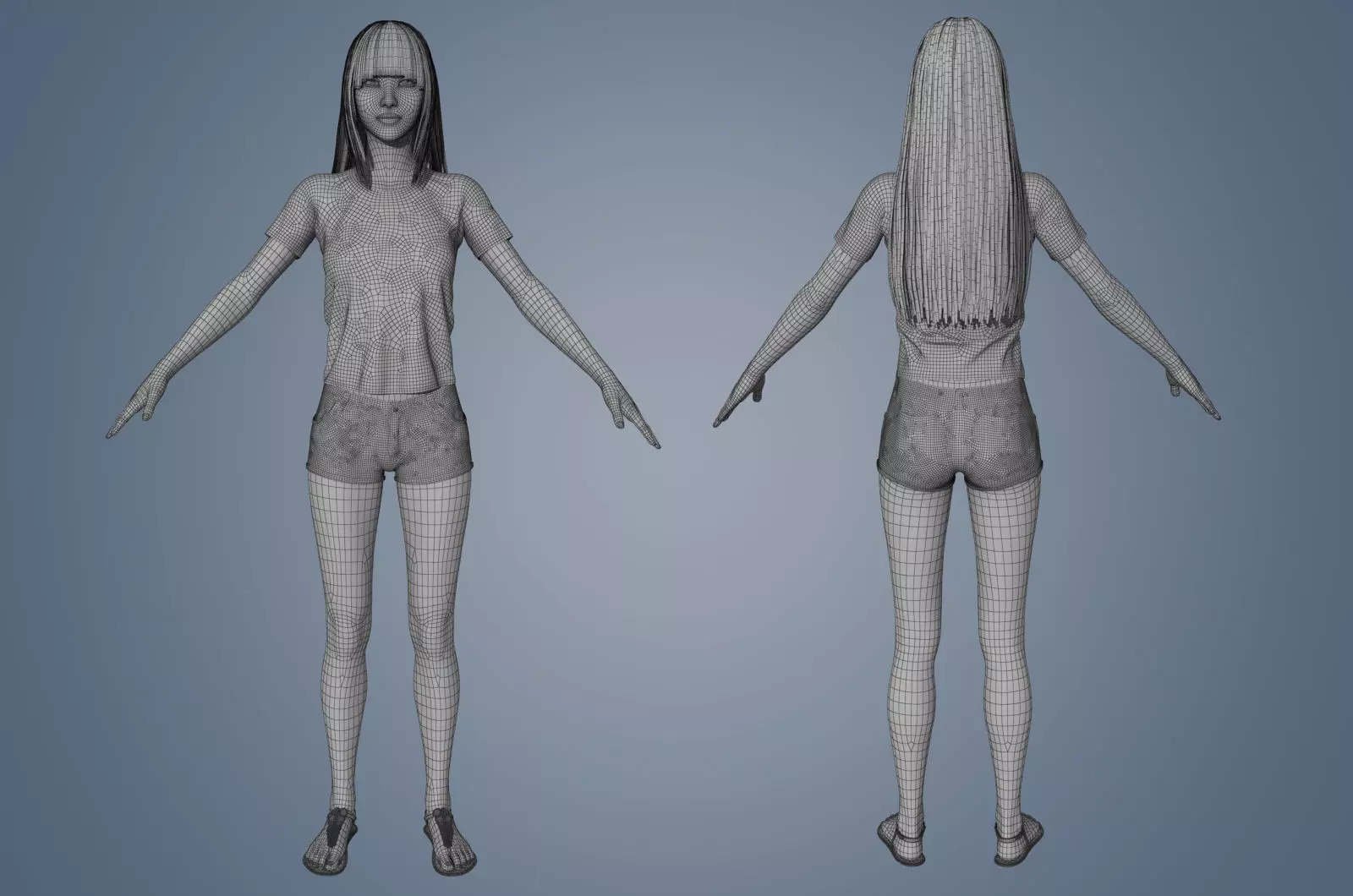 Girl Rigged 3D model Low-poly 3D model_9